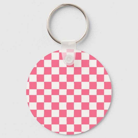 Pink and White Checkered Pattern キーホルダー (正面)