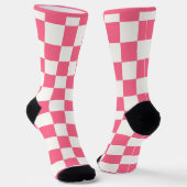 Pink and White Checkered Pattern  ソックス (傾斜あり)