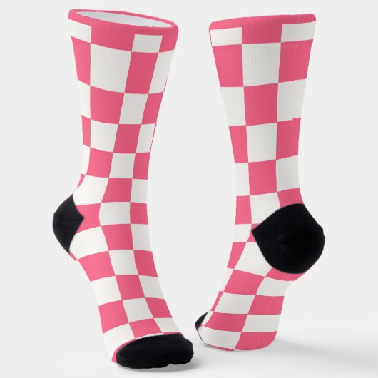 Pink and White Checkered Pattern  ソックス (傾斜あり)