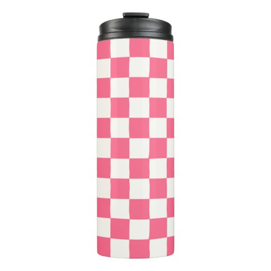 Pink and White Checkered Pattern  タンブラー (正面)