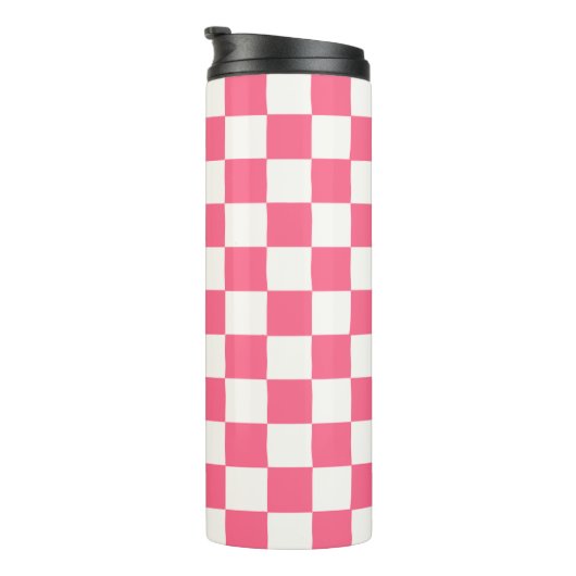 Pink and White Checkered Pattern  タンブラー (回転右)