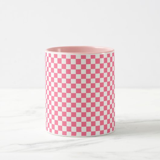 Pink and White Checkered Pattern  マグカップ (中央)