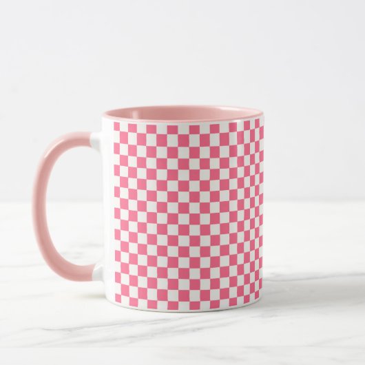 Pink and White Checkered Pattern  マグカップ (左)