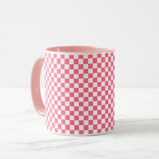 Pink and White Checkered Pattern  マグカップ (正面左)