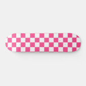 Pink and White Checkered Print スケートボード (横)