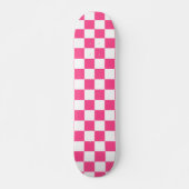 Pink and White Checkered Print スケートボード (正面)