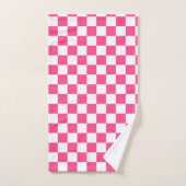 Pink and White Checkered Print バスタオルセット (ハンドタオル)