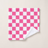 Pink and White Checkered Print バスタオルセット (ウォッシュタオル)