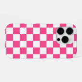 Pink and White Checkered Print iPhoneケース (裏面横)