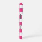 Pink and White Checkered Print iPhoneケース (右側面)