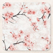 Pink and White Cherry Blossoms on Navy Blue Custom