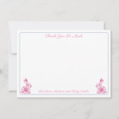 Pink And White Chinoiserie Bunny Girl Baby Shower サンキューカード (正面)