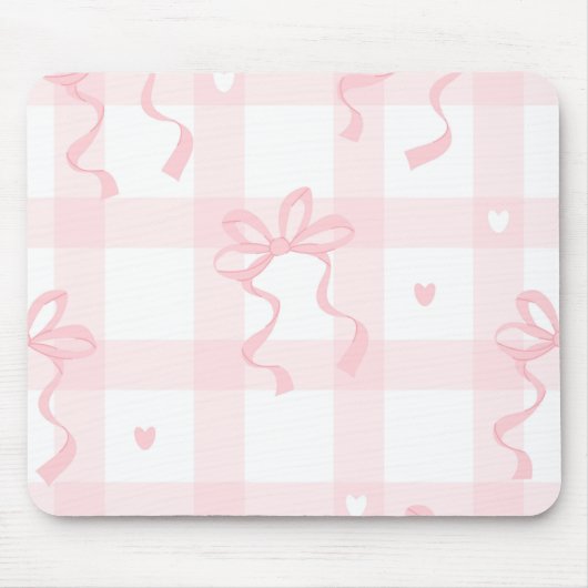 Pink and White Coquette Themed Mouse Pad マウスパッド (正面)