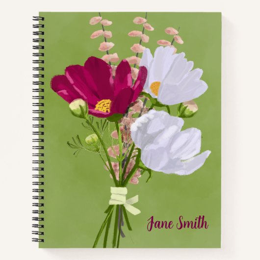 Pink and White Cosmos Bouquet Notebook  ノートブック (正面)
