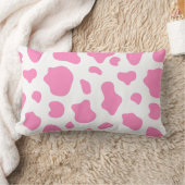 Pink and White Cow Print Pillow ランバークッション (ブランケット)