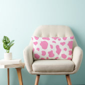 Pink and White Cow Print Pillow ランバークッション (椅子)