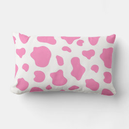 Pink and White Cow Print Pillow ランバークッション