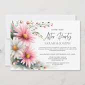 Pink and White Daisies Wedding After Party 招待状 (正面)