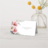 Pink and White Daisies Wedding Place Card プレイスカード (裏面)