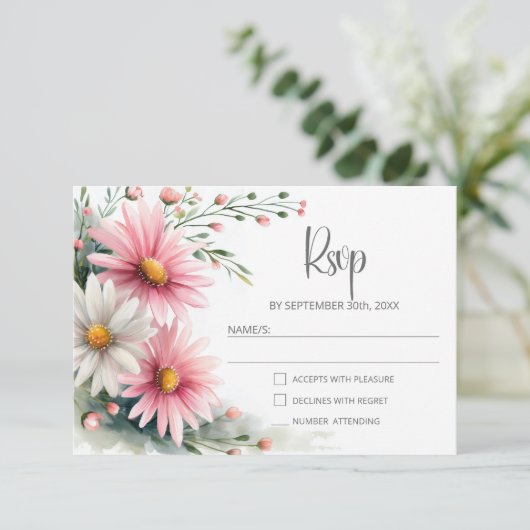 Pink and White Daisies Wedding RSVP (スタンド正面)