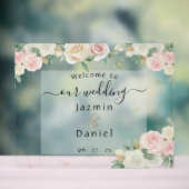 Pink And White Dusky Blooms Wedding Sign アクリルサイン (ニュートラル)