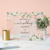 Pink And White Dusky Blooms Wedding Sign アクリルサイン (ウェディング)