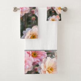 Pink and White Floral Towel Set バスタオルセット