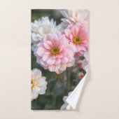 Pink and White Floral Towel Set バスタオルセット (ハンドタオル)