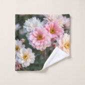 Pink and White Floral Towel Set バスタオルセット (ウォッシュタオル)