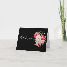 Pink and White Floral Wedding Thank you Card サンキューカード