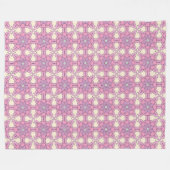 Pink and white geometric mandala patterned フリースブランケット (正面(横))