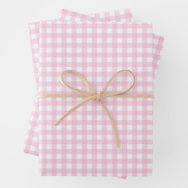 Pink and White Gingham ラッピングペーパーシート