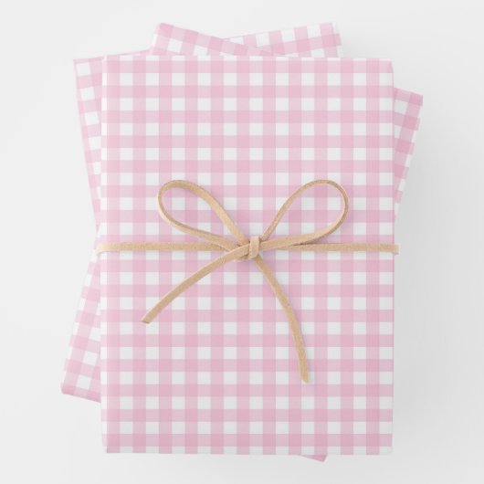 Pink and White Gingham ラッピングペーパーシート (インサイチュ)