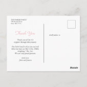 Pink and white Gingham Girl Birth Announcement ポストカード (裏面)