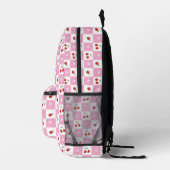 Pink and White Gingham Pattern Cherry Backpack プリントバックパック (右)