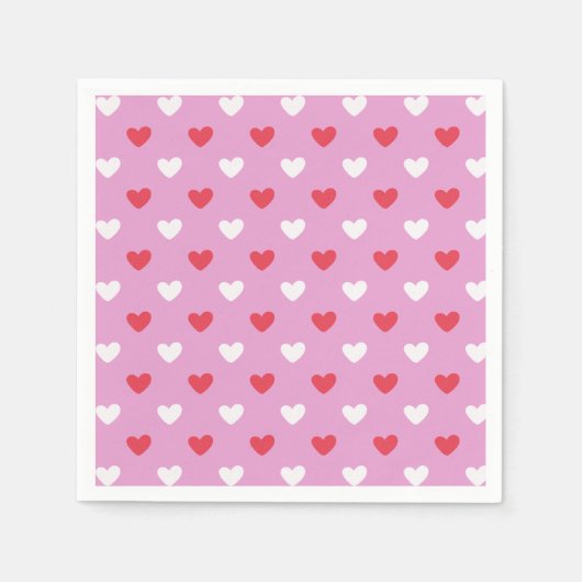Pink and White hearts  スタンダードカクテルナプキン (正面)