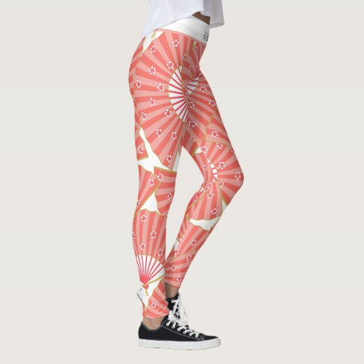 Pink and White Japanese Pattern レギンス (右)