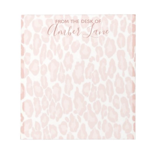 Pink and White Leopard Print With Name ノートパッド (正面)