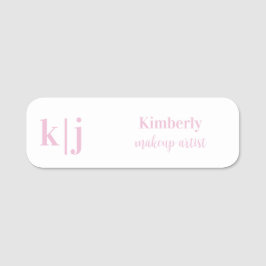 Pink and white Makeup Artist Employee Name Badge 名札