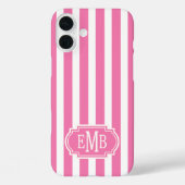Pink and White Monogrammed Stripes Case-Mate iPhoneケース (裏面)