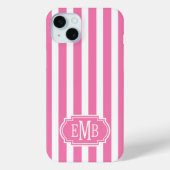 Pink and White Monogrammed Stripes Case-Mate iPhoneケース (裏面)