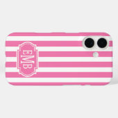 Pink and White Monogrammed Stripes Case-Mate iPhoneケース (裏面 (横))