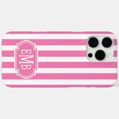 Pink and White Monogrammed Stripes Case-Mate iPhoneケース (裏面 (横))