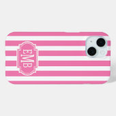 Pink and White Monogrammed Stripes Case-Mate iPhoneケース (裏面 (横))