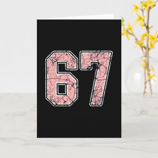 Pink And White Number 67 Jersey Player Uniform #67 カード (黄色い花)