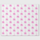 Pink and White Palm Palmetto Tree ラッピングペーパー (フラット)