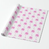 Pink and White Palm Palmetto Tree ラッピングペーパー (アンロールド)