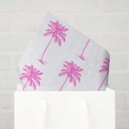 Pink and White Palm Palmetto Tree 薄葉紙 (ギフトバッグ)