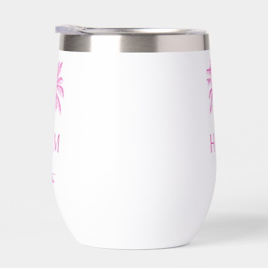 Pink and White Palm Palmetto Tree Monogram (右面)