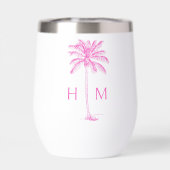 Pink and White Palm Palmetto Tree Monogram (背面)